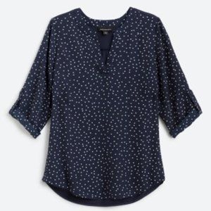 Fortune + Ivy Tulsa Mixed Material Blouse Navy M - Stitch Fix